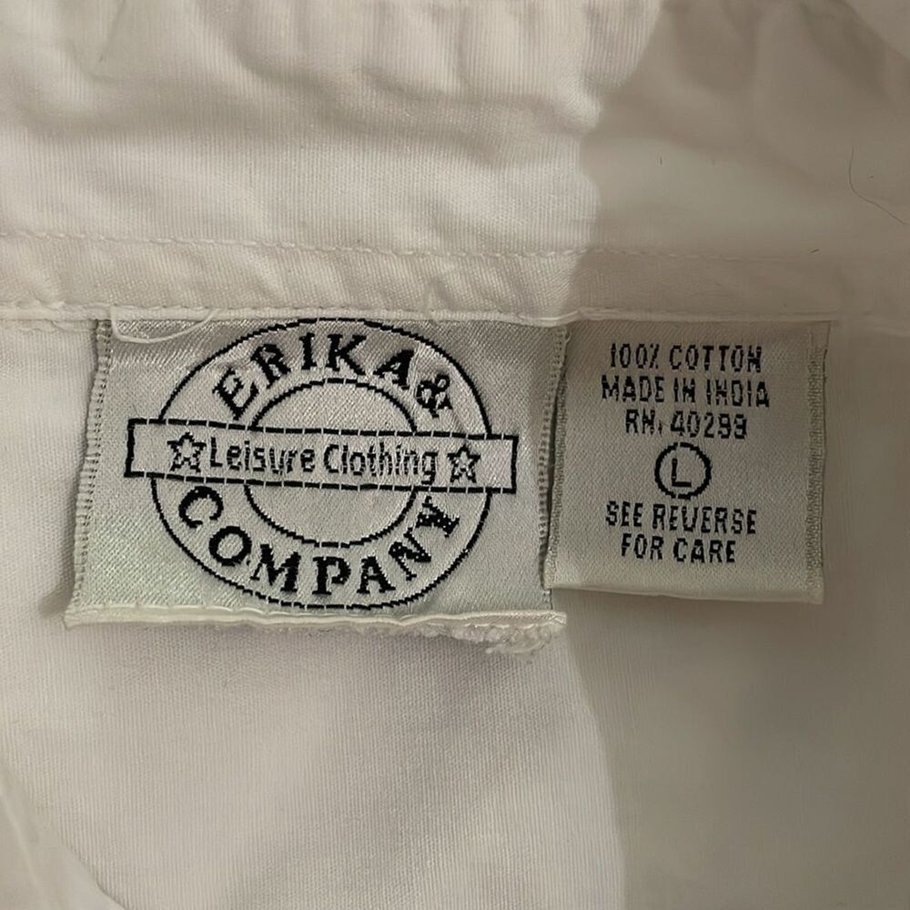 Erika & Company Vintage White Cotton Holiday Embroidered Shirt Womens Size Large - Picture 2 of 11